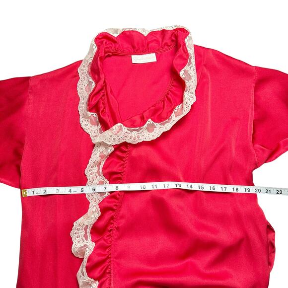 Givenchy Intimates | Women | Vtg 80s Red Satin Lace Slip Dress Robe Set | Small - Picture 8 of 16